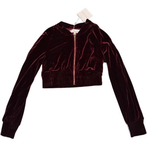 NWT Meshki Velour Tracksuit Set in Burgundy/Maroon - Picture 4 of 8